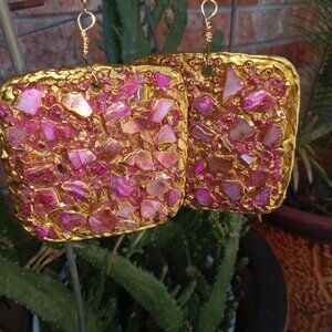Geode Pink Cluster Earrings